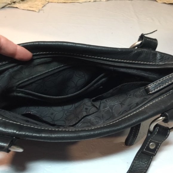 FOSSIL Black Super Soft Leather Satchel Zip Handbag Dbl Strap 13"x10" - Picture 9 of 16